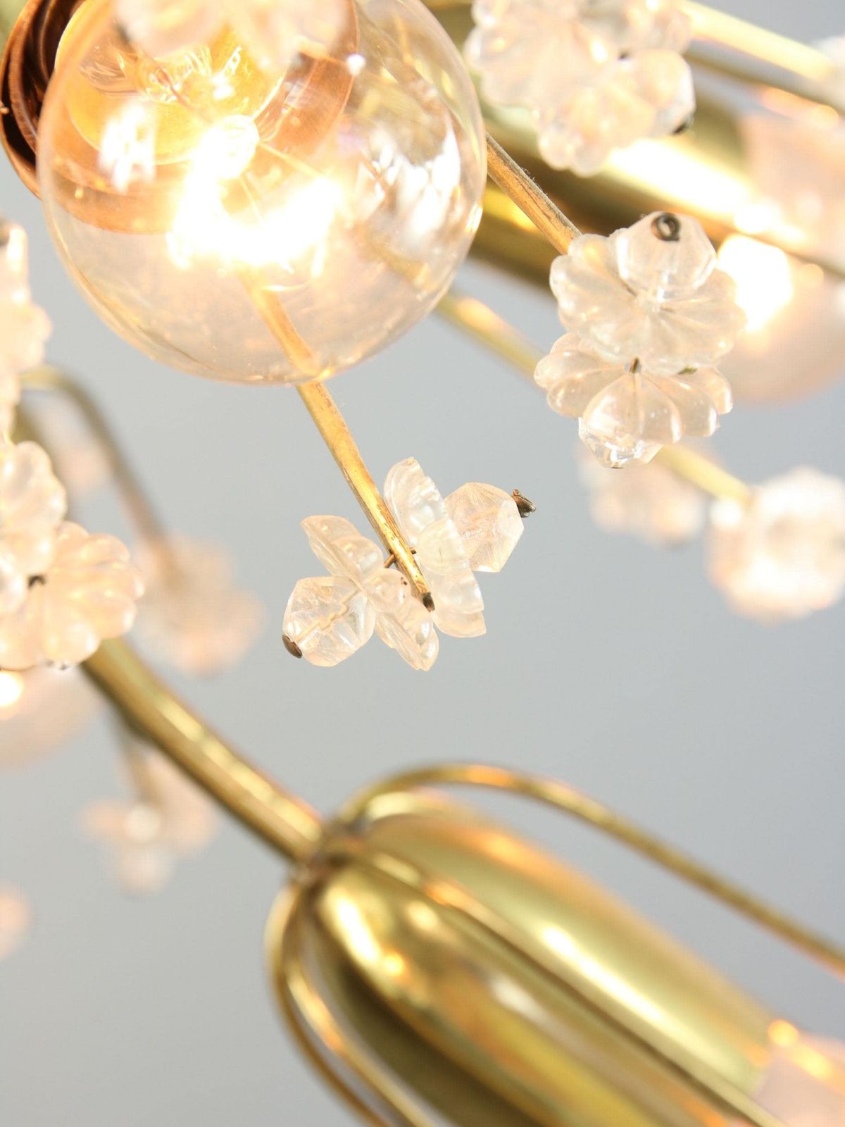 Mid Century Chandelier By Emil Stejnar For Rupert Nikoll / 1950s Austria / Flower Bouquet Pendant Lamp / 8 Light Bulbs / Vintage Lighting photo buy