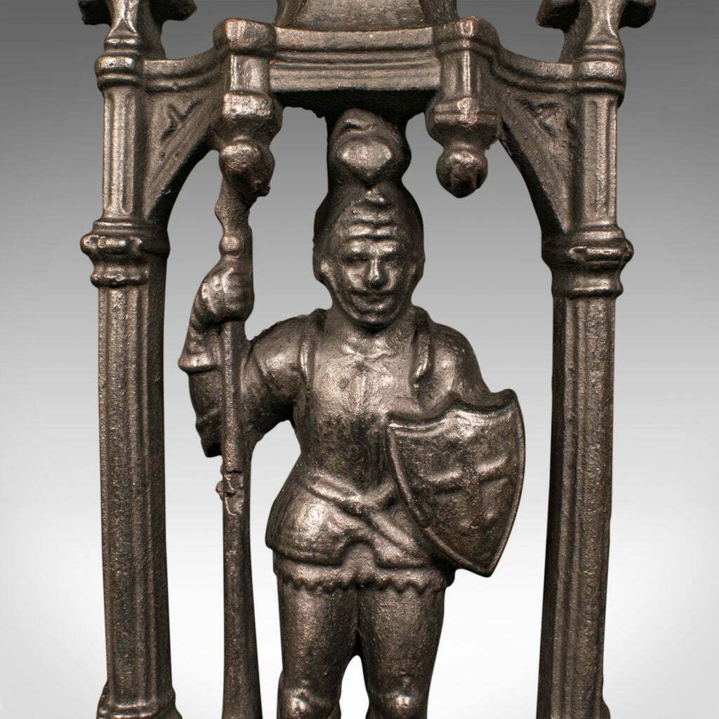 Heavy Antique Door Sentry, English Cast Iron, Knight Doorstop, Keeper, Victorian photo vintage