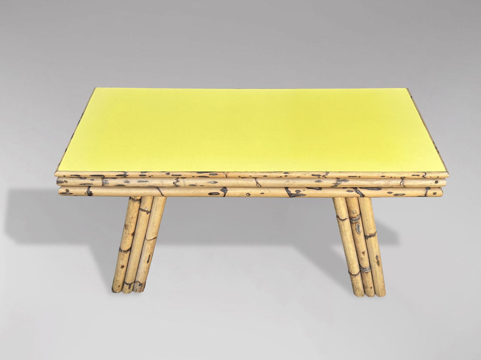 1970's Italian Bamboo With Yellow Formica Top Coffee Table photo for sale