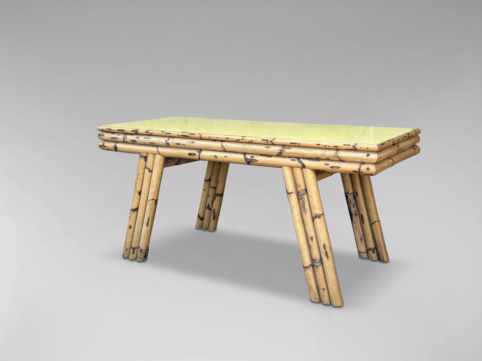 1970's Italian Bamboo With Yellow Formica Top Coffee Table photo Furniture