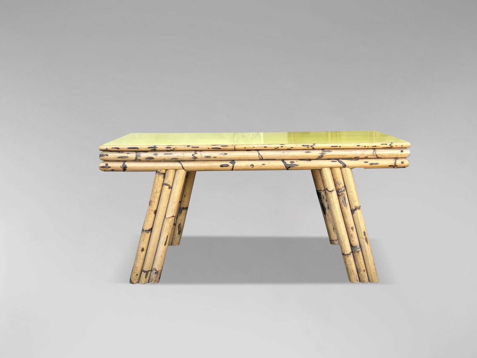 1970's Italian Bamboo With Yellow Formica Top Coffee Table photo 880.0