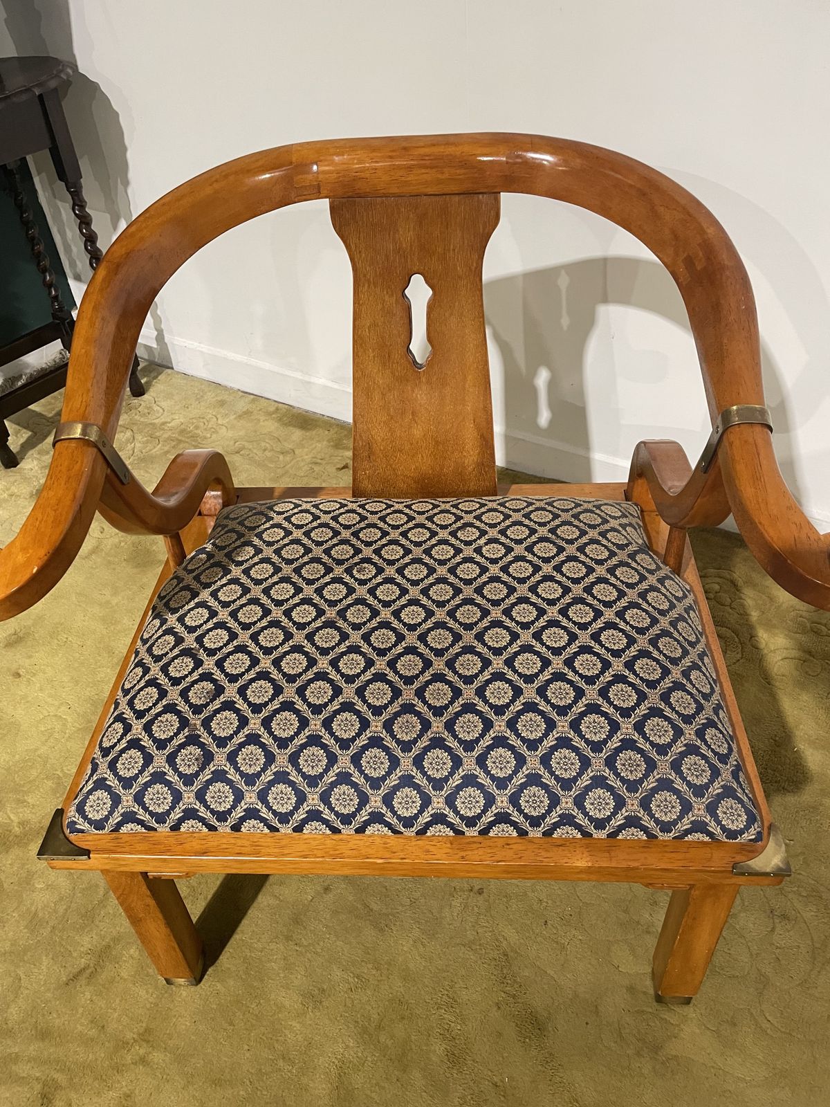 photo for sale Chinese Style Reproduction Brass Bound Armchair