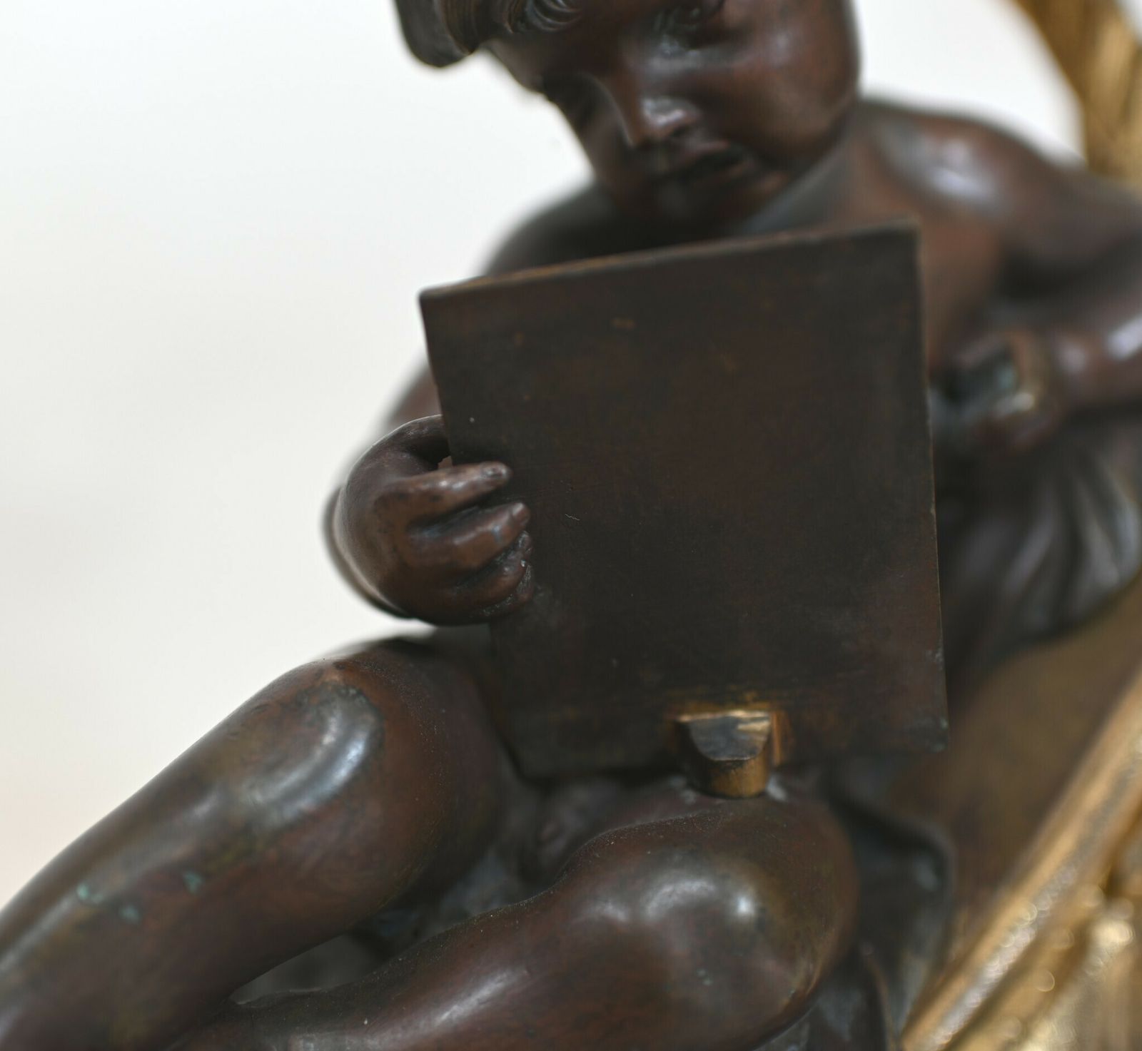 2750.0 French Bronze Chenet Andiron Parcel Gilt Cherub Fire Grate photo