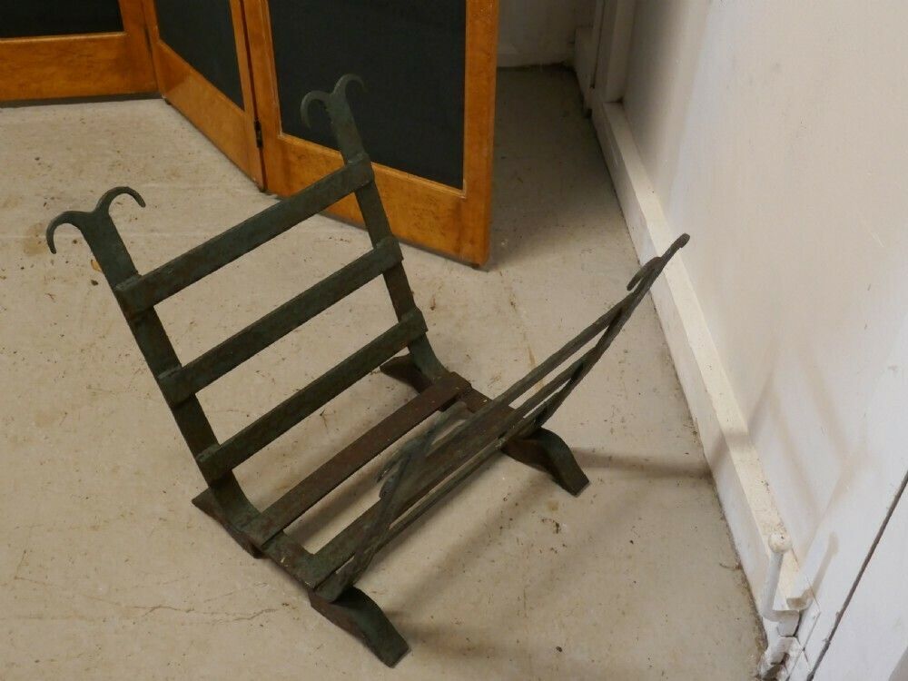 Heavy Blacksmith Made Inglenook Iron Log Carrier photo for sale