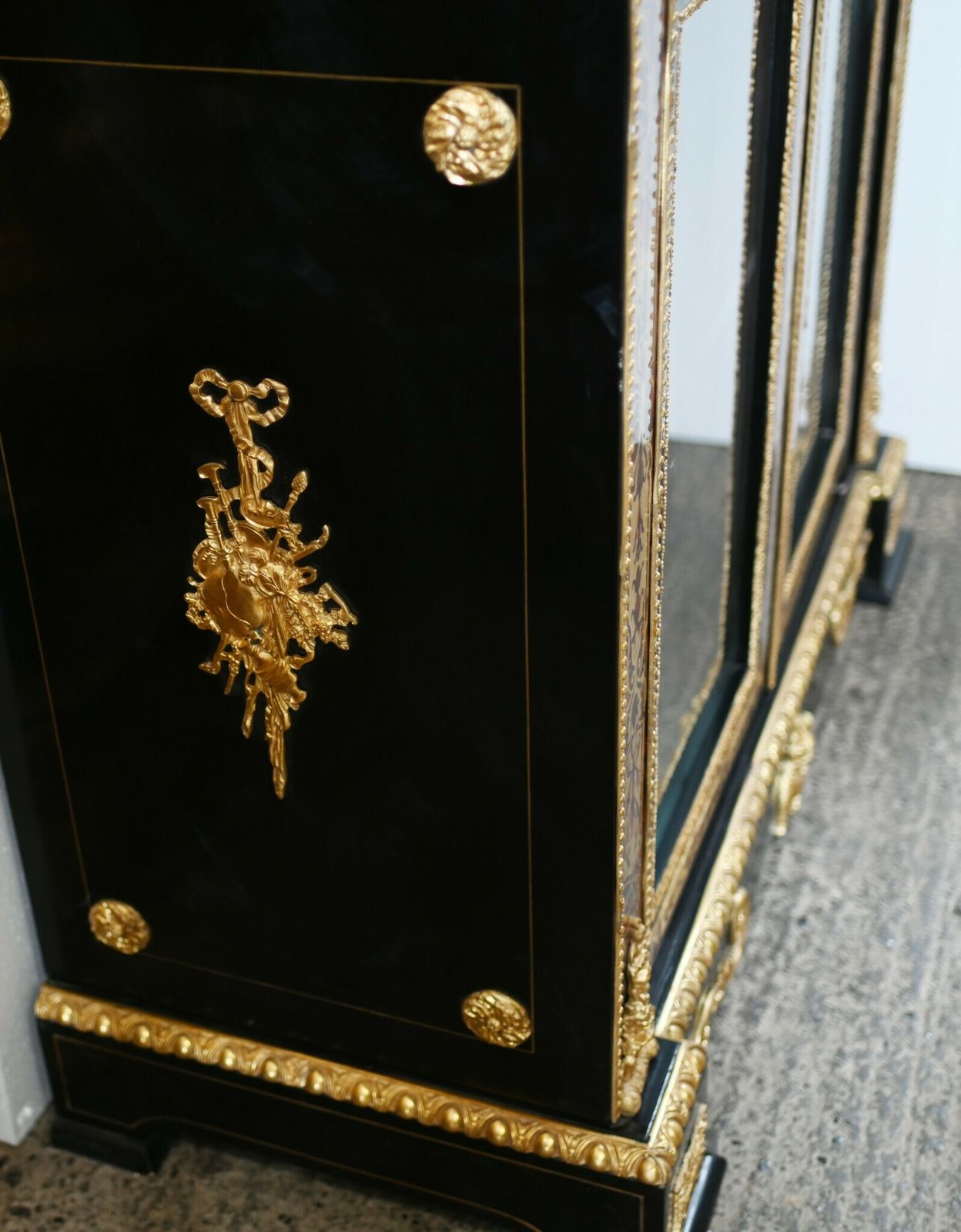 French Boulle Vitrine Display Cabinet Inlay Bibliotheque photo vintage