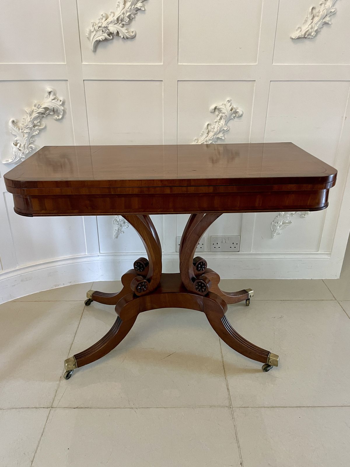 2885.0 Antique 19th Century Quality Mahogany Card Table photo
