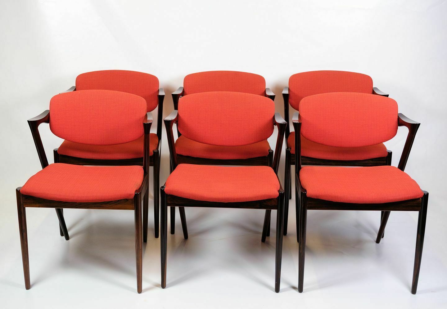 Set Of 6 Dining Table Chairs Model 42 In Rosewood By Kai Kristiansen  For Schou Andersen From 1960s