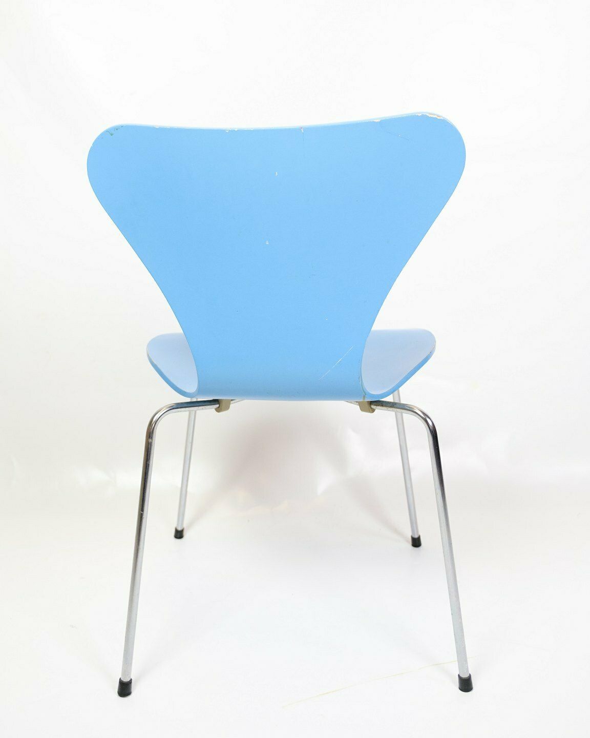 Set Of 5 Seven Chairs Model 3107 Lacquered In Light Blue By Arne Jacobsen For Fritz Hansen From 1980s photo vinterior