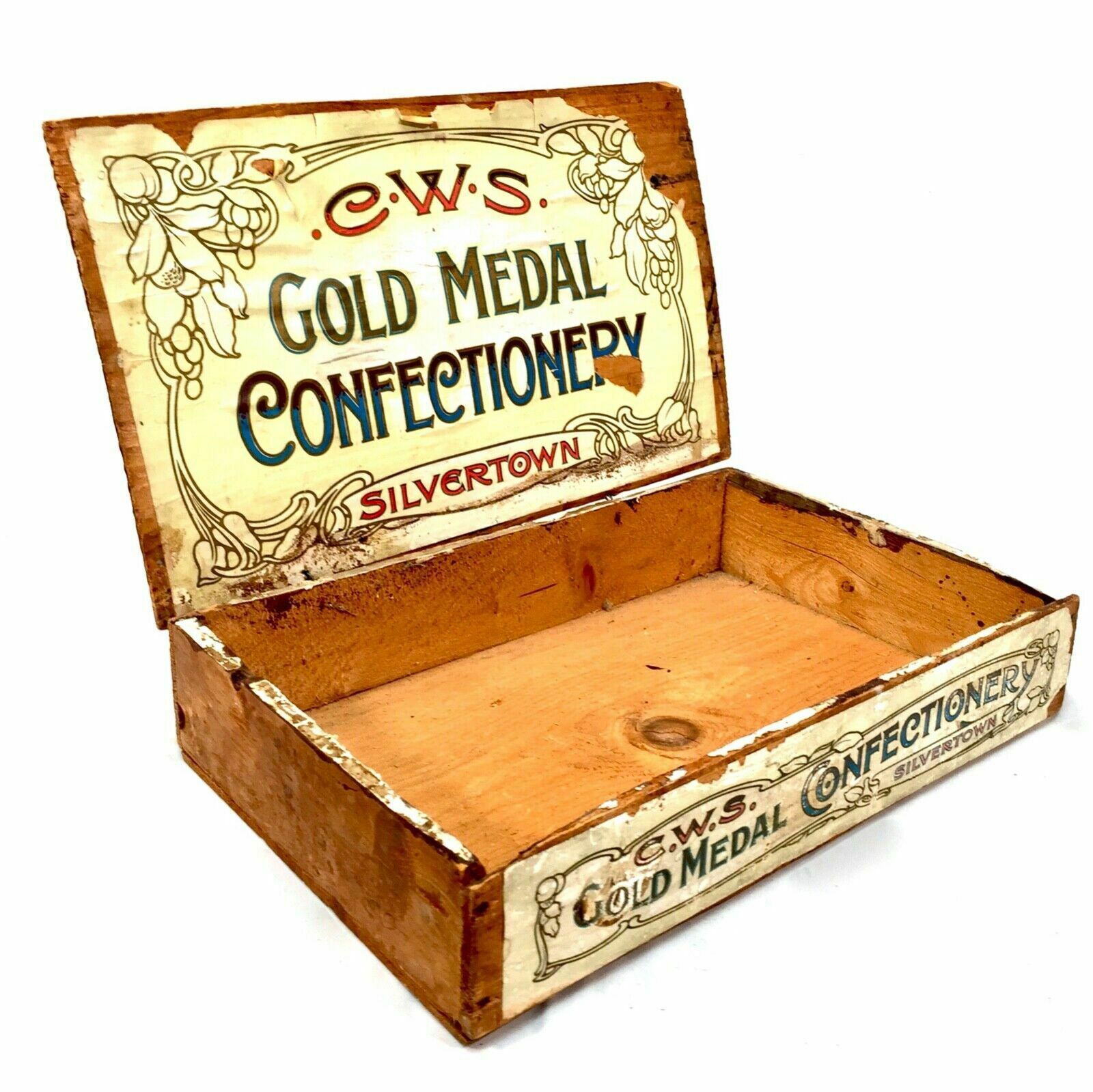 Antique Advertising   Cws Crumpsall Biscuit Works Wooden Shop Display Box Crate
