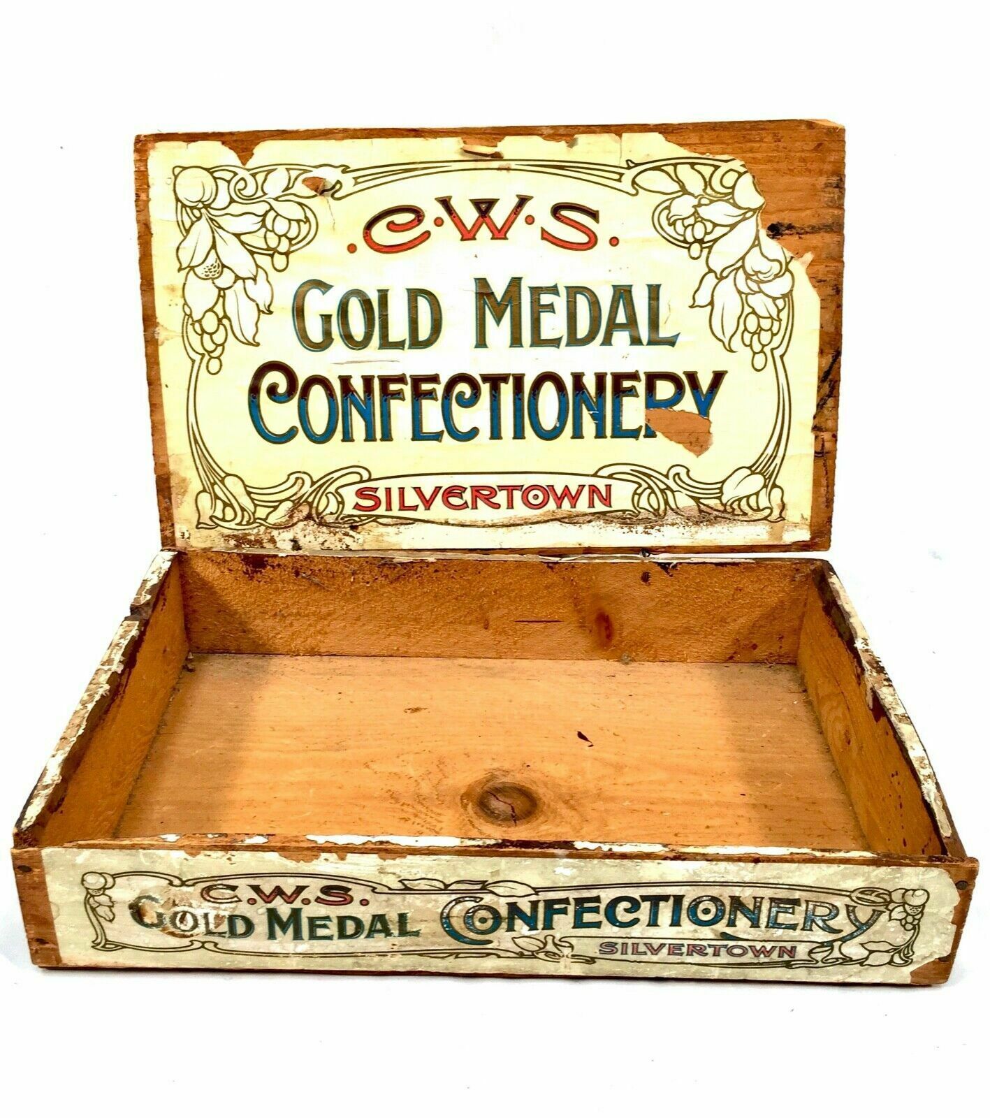 Antique Advertising   Cws Crumpsall Biscuit Works Wooden Shop Display Box Crate photo 95.0