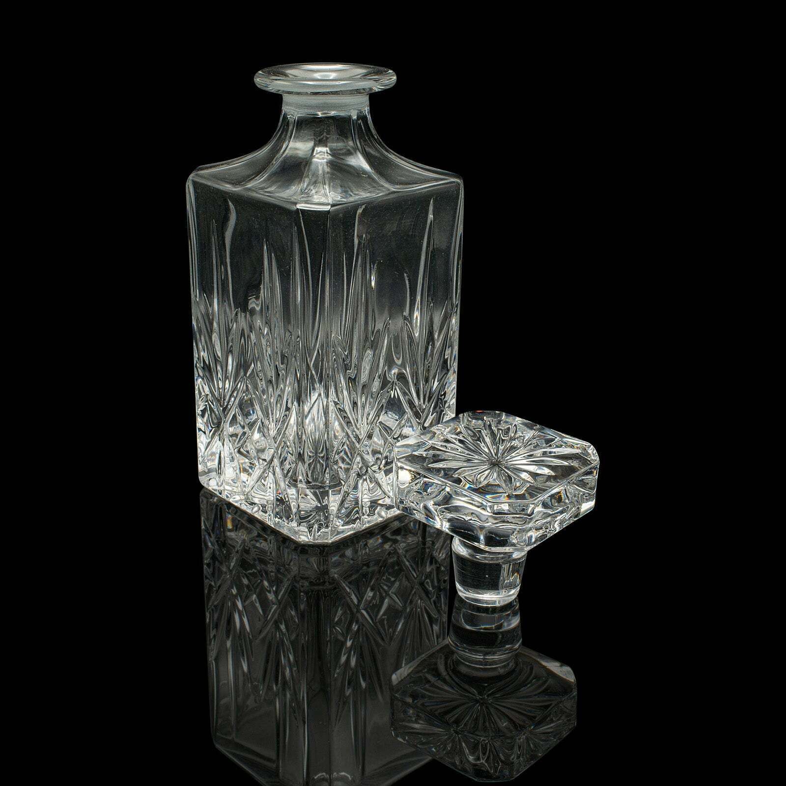 Vintage Irish Whiskey Decanter, Cut Crystal Glass, Spirits, Bourbon, Mid Century photo furniture