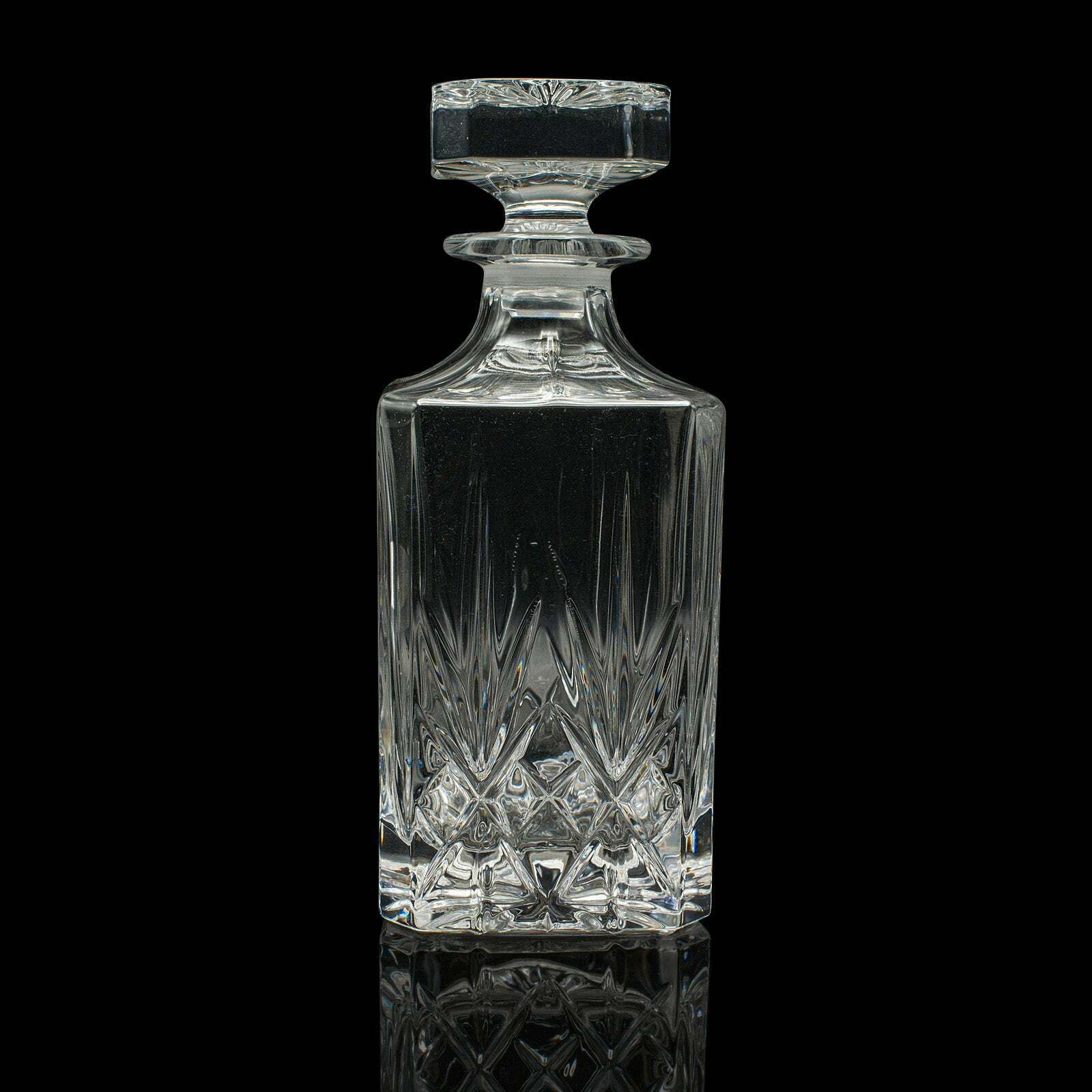 Vintage Irish Whiskey Decanter, Cut Crystal Glass, Spirits, Bourbon, Mid Century photo vinterior