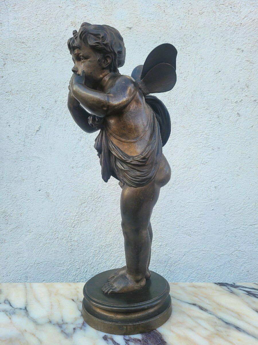 Bronze Of A Winged Putto On Foot, Late 19th Century Early 20th Century photo furniture