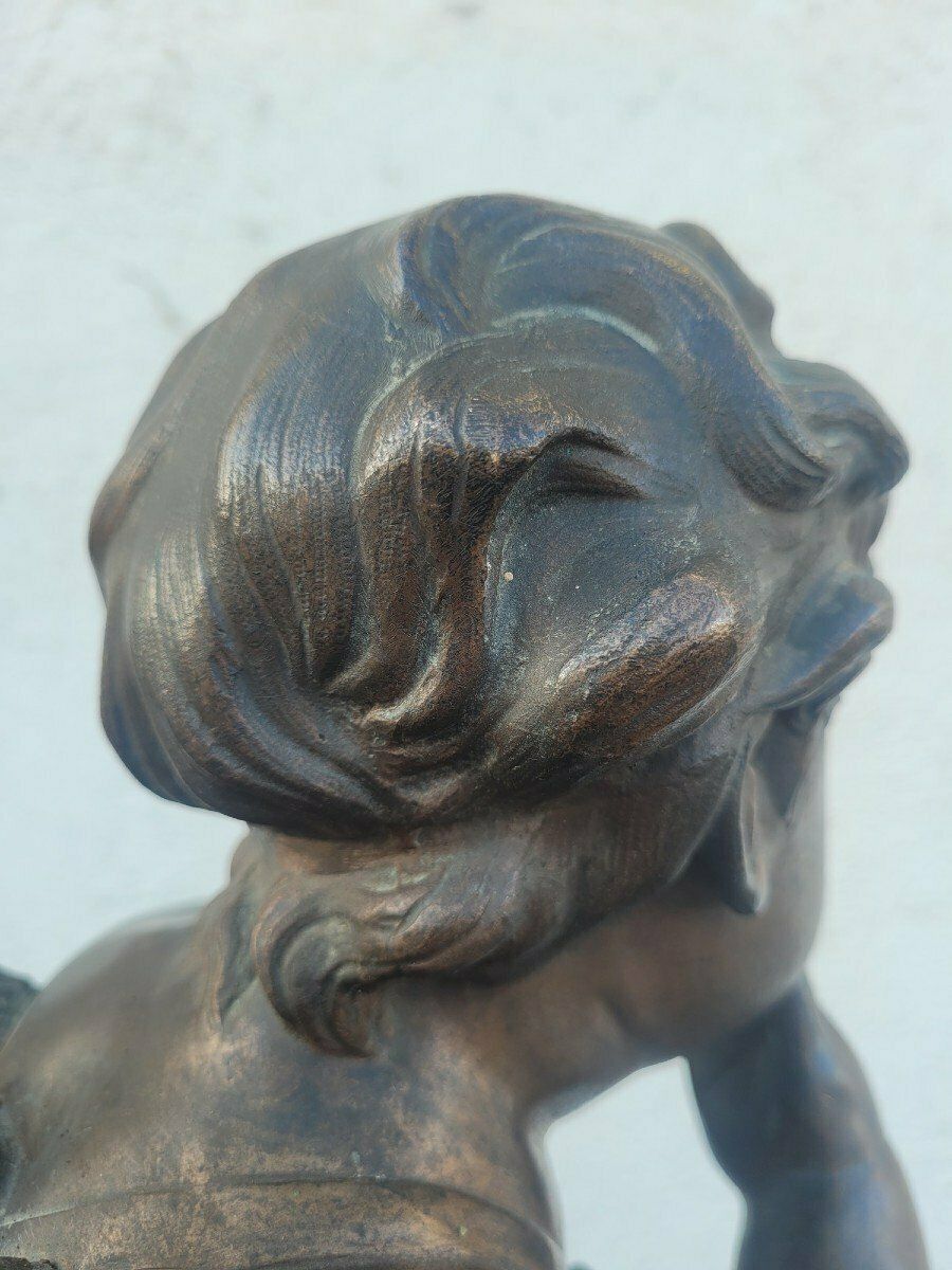 photo for sale Bronze Of A Winged Putto On Foot, Late 19th Century Early 20th Century