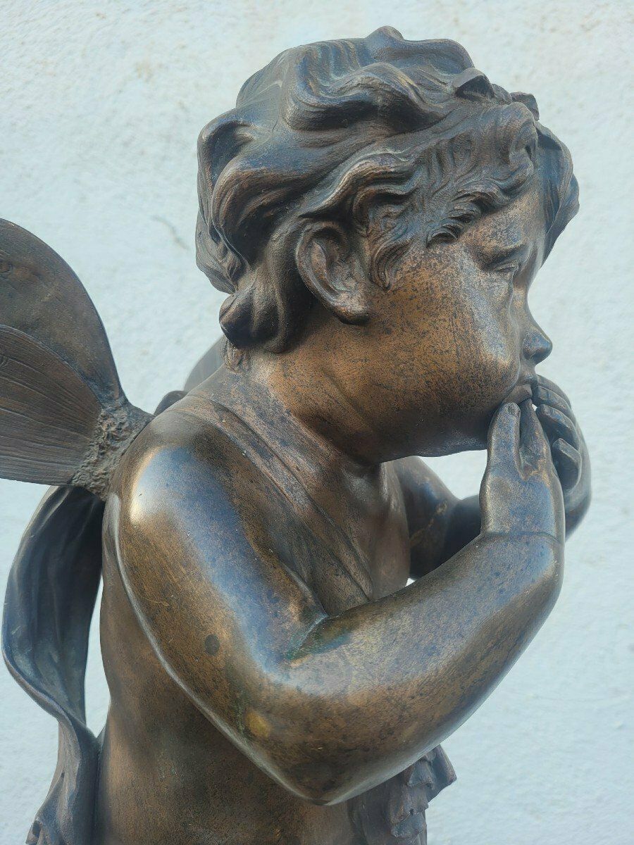 Art Bronze Of A Winged Putto On Foot, Late 19th Century Early 20th Century photo