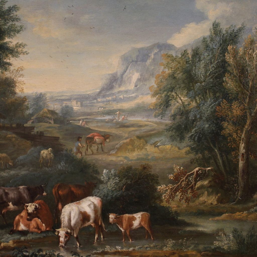 photo for sale Refined 18th Century Bucolic Landscape Painting