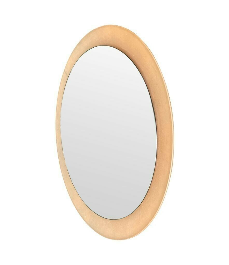 A Large Pink Concave Framed Circular Mirror In The Style Of Max Ingrand For Fontana Arte photo furniture