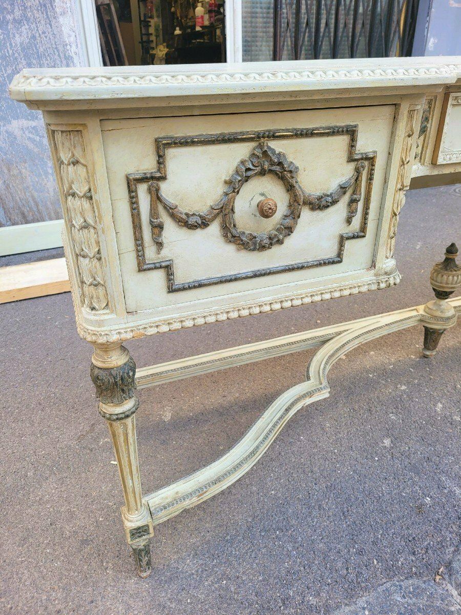 Lacquered Wood Dressing Table And Mirror In Louis XVI Style, Early 20th Century photo furniture