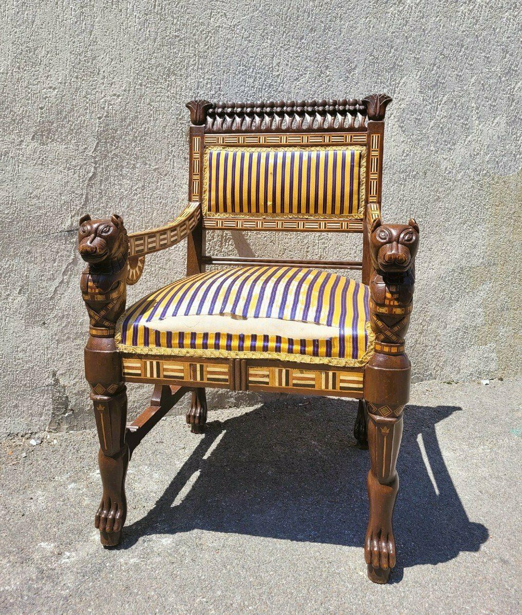 Maison Parvis, Rare Salon Egyptomania, Late 19th Early 20th Century photo furniture