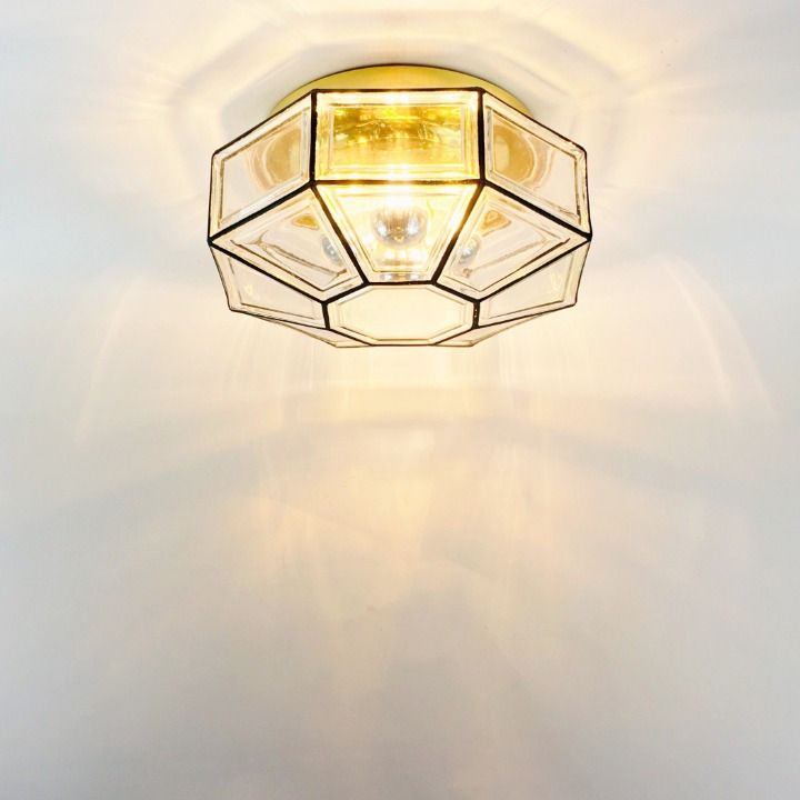 Large Mid Century Glass Ceiling Light/Flush Mount From Limburg, Germany, 1960s/1970s photo vinterior