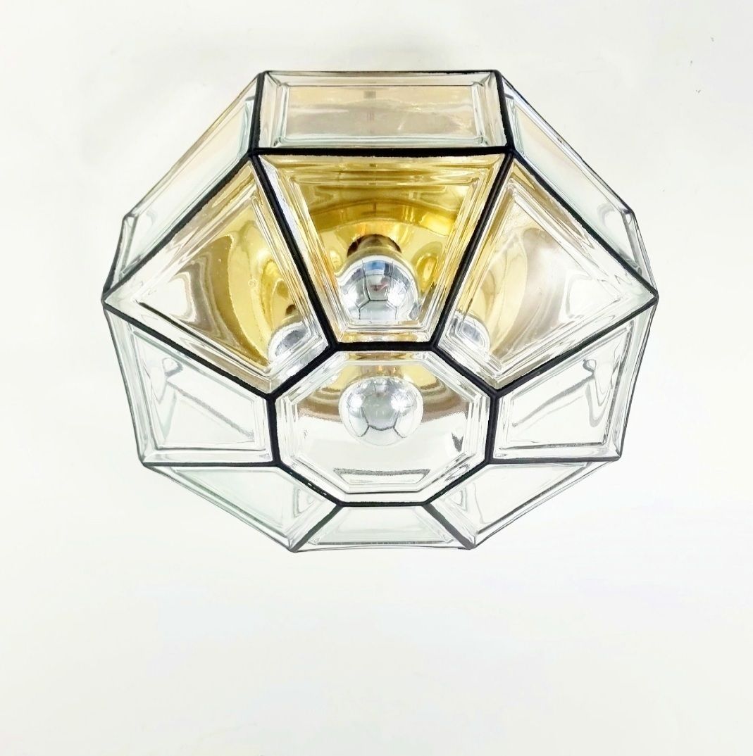Large Mid Century Glass Ceiling Light/Flush Mount From Limburg, Germany, 1960s/1970s photo for sale