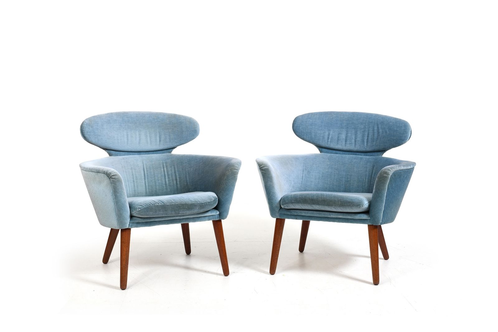 Rare Pair Of Danish Easychairs In Teak & Mohair 1950s photo furniture