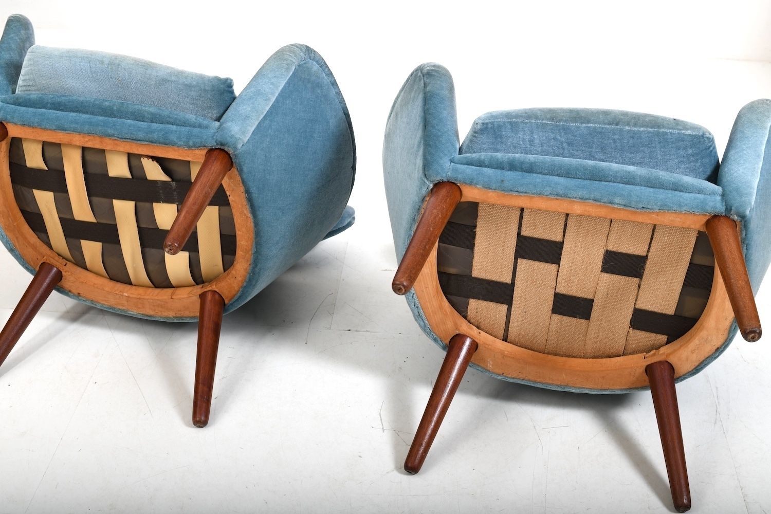 6950.0 Rare Pair Of Danish Easychairs In Teak & Mohair 1950s photo