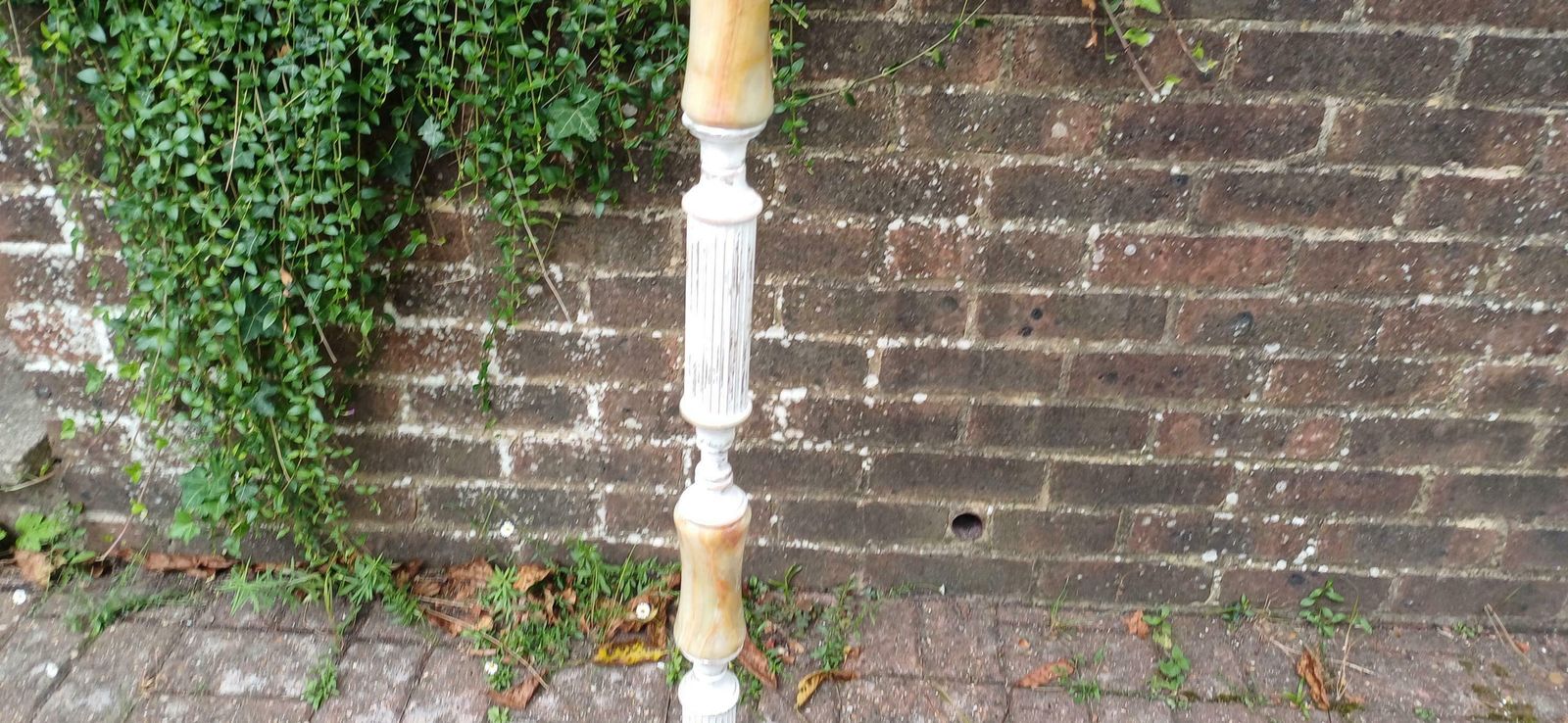 Quirky And Unique Vintage Retro Onyx And Painted Shabby Chic Standard Lamp In Working Order. Upcycled. photo for sale