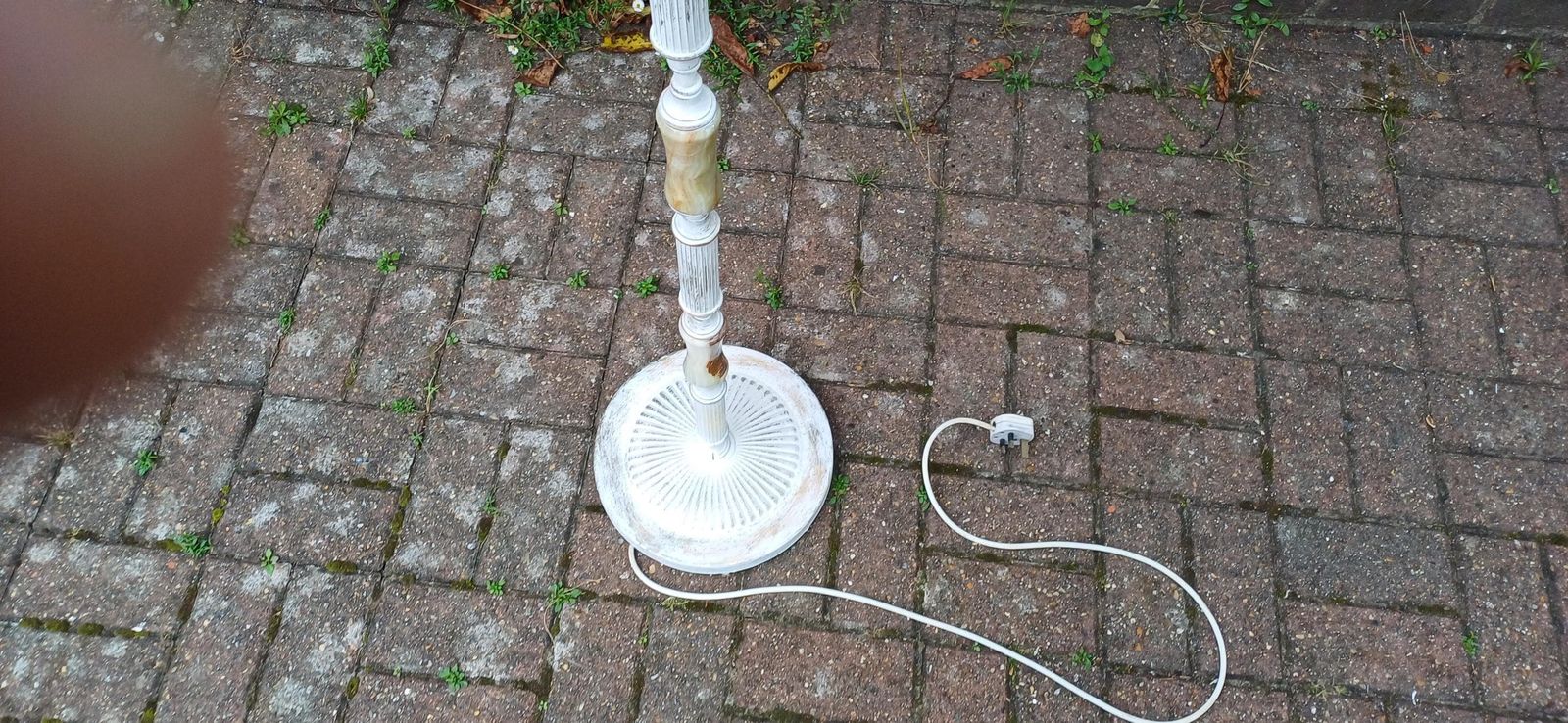 photo furniture Quirky And Unique Vintage Retro Onyx And Painted Shabby Chic Standard Lamp In Working Order. Upcycled.