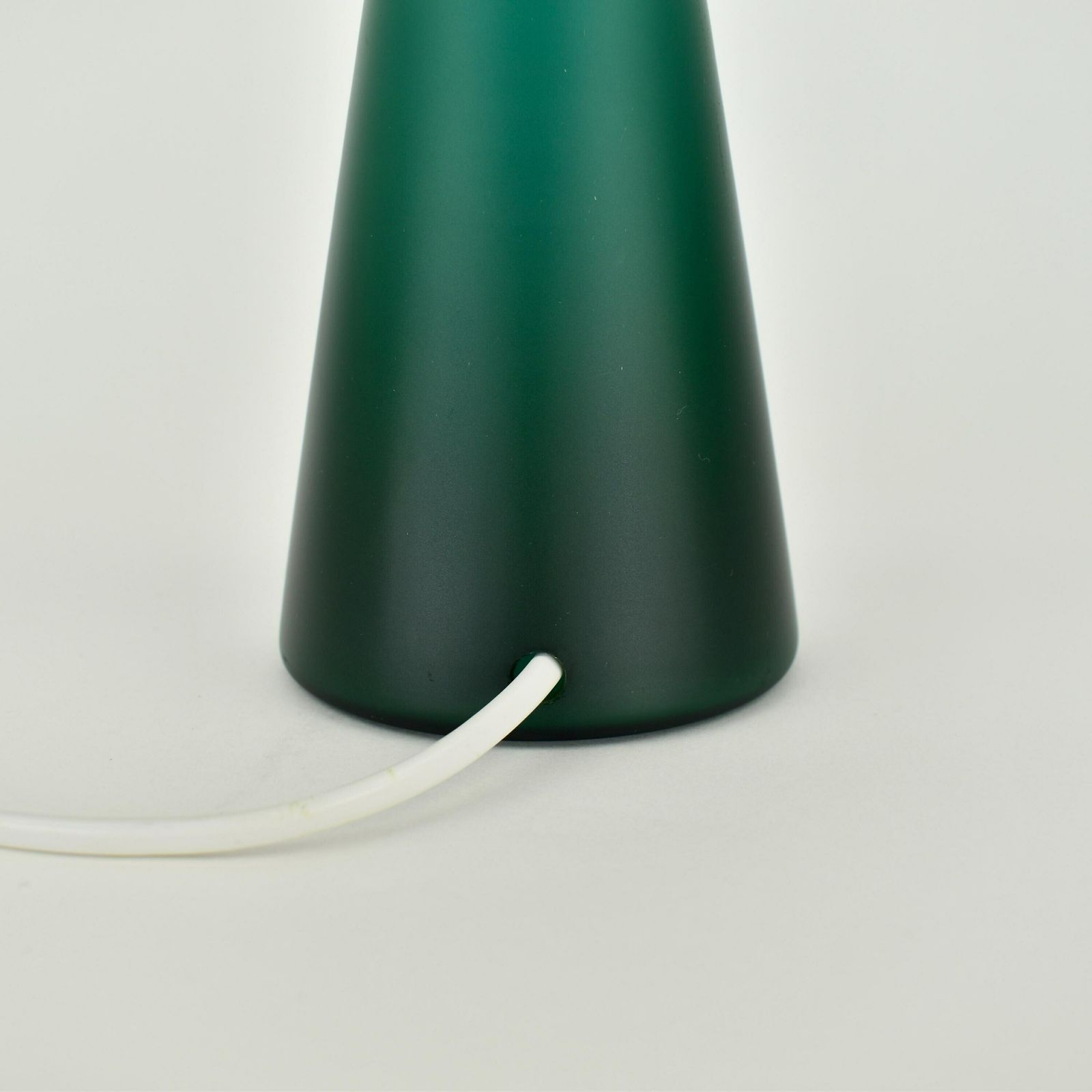 photo furniture Murano Mid Century Modern Table Lamp Satined Glass Emerald Green | Vintage Accent Light Italian Scandinavian Gunnel Nyman Venini Holmegaard