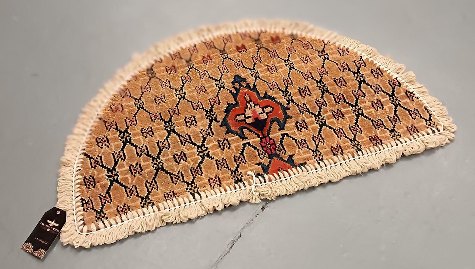 Handmade Rug Doormat Brown Rug Half Circular Interior Carpet Mat Entrance Way photo vintage