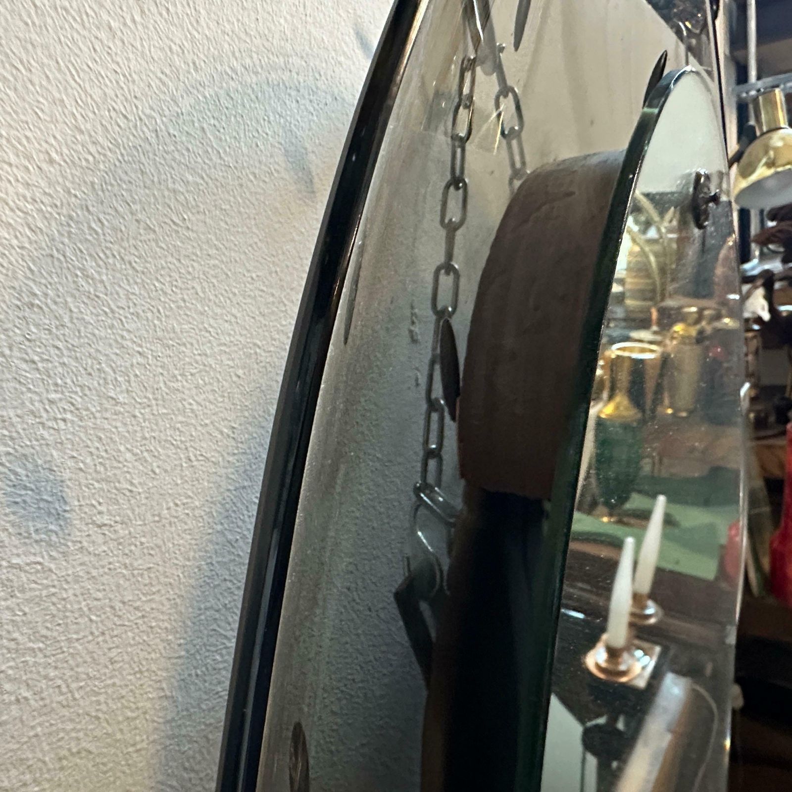 photo for sale 1960s Mid Century Modern Smoked Glass Oval Wall Mirror By Cristal Art