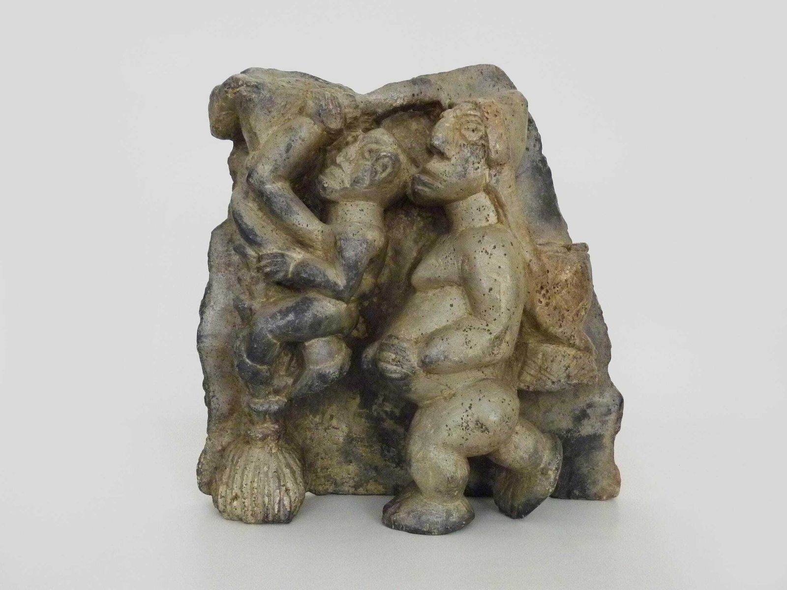 Old Pomdo Kissi Bas Relief Statue From Sierra Leone In Carved Stone
