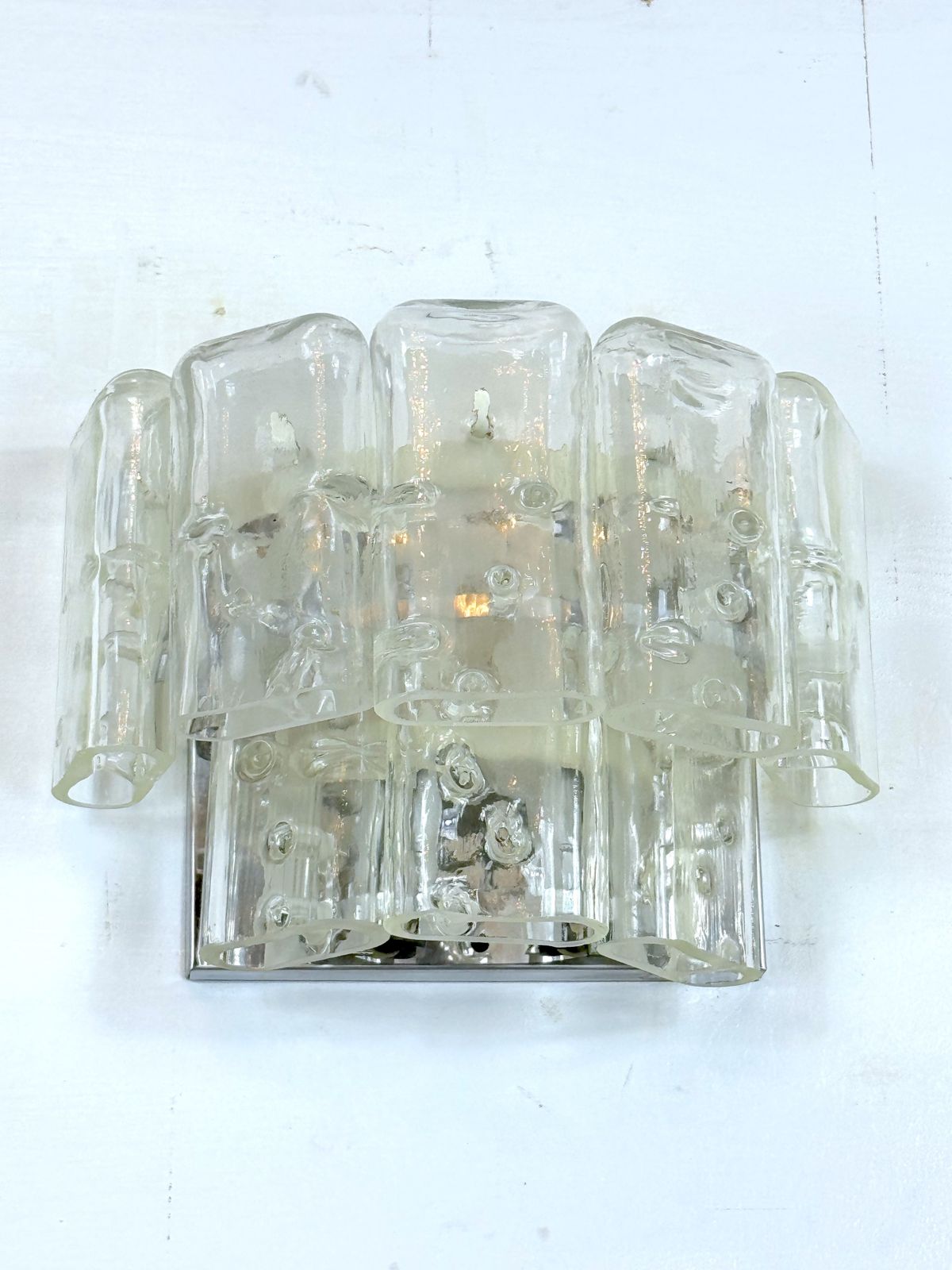 Vistosi Manner, Set Of Four Clear Murano Glass Elements Sconces. Italy 1970s photo vinterior