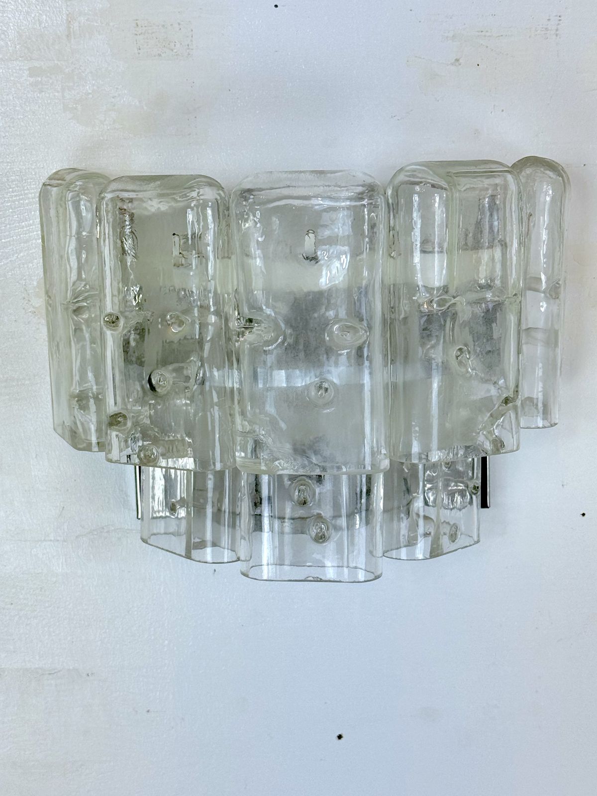 2600.0 Vistosi Manner, Set Of Four Clear Murano Glass Elements Sconces. Italy 1970s photo