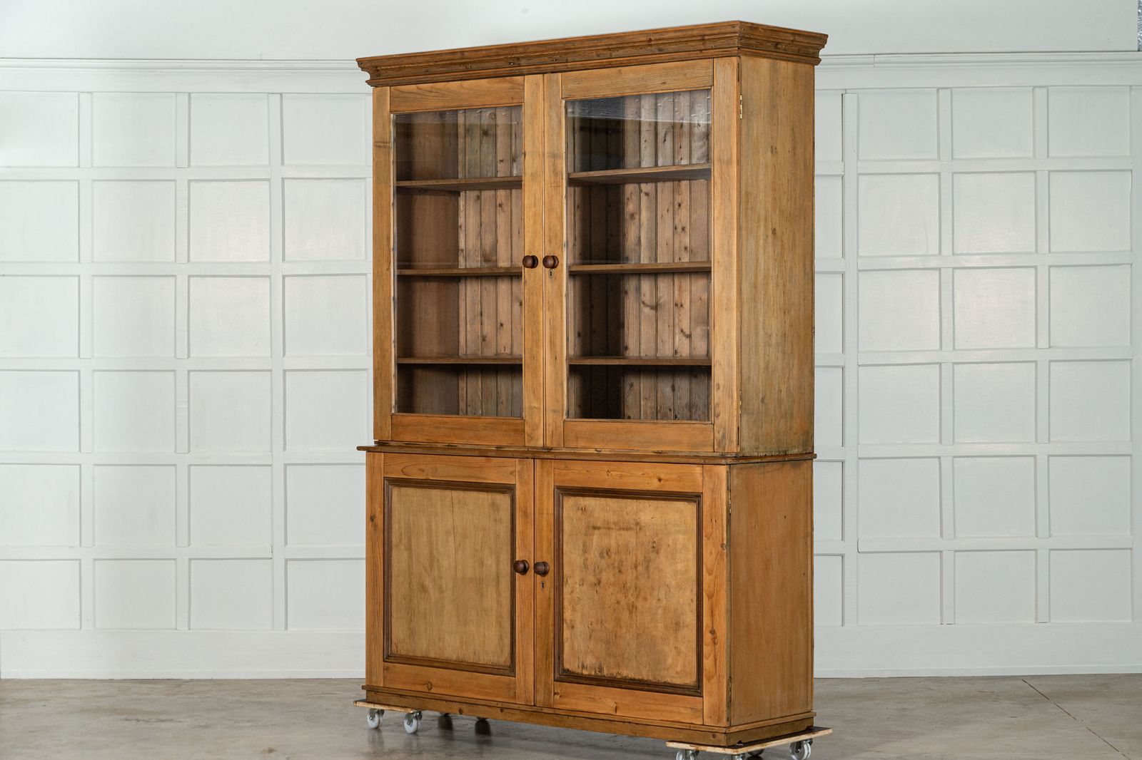 Large 19thc English Pine Glazed Housekeepers / Bookcase photo 4543.0