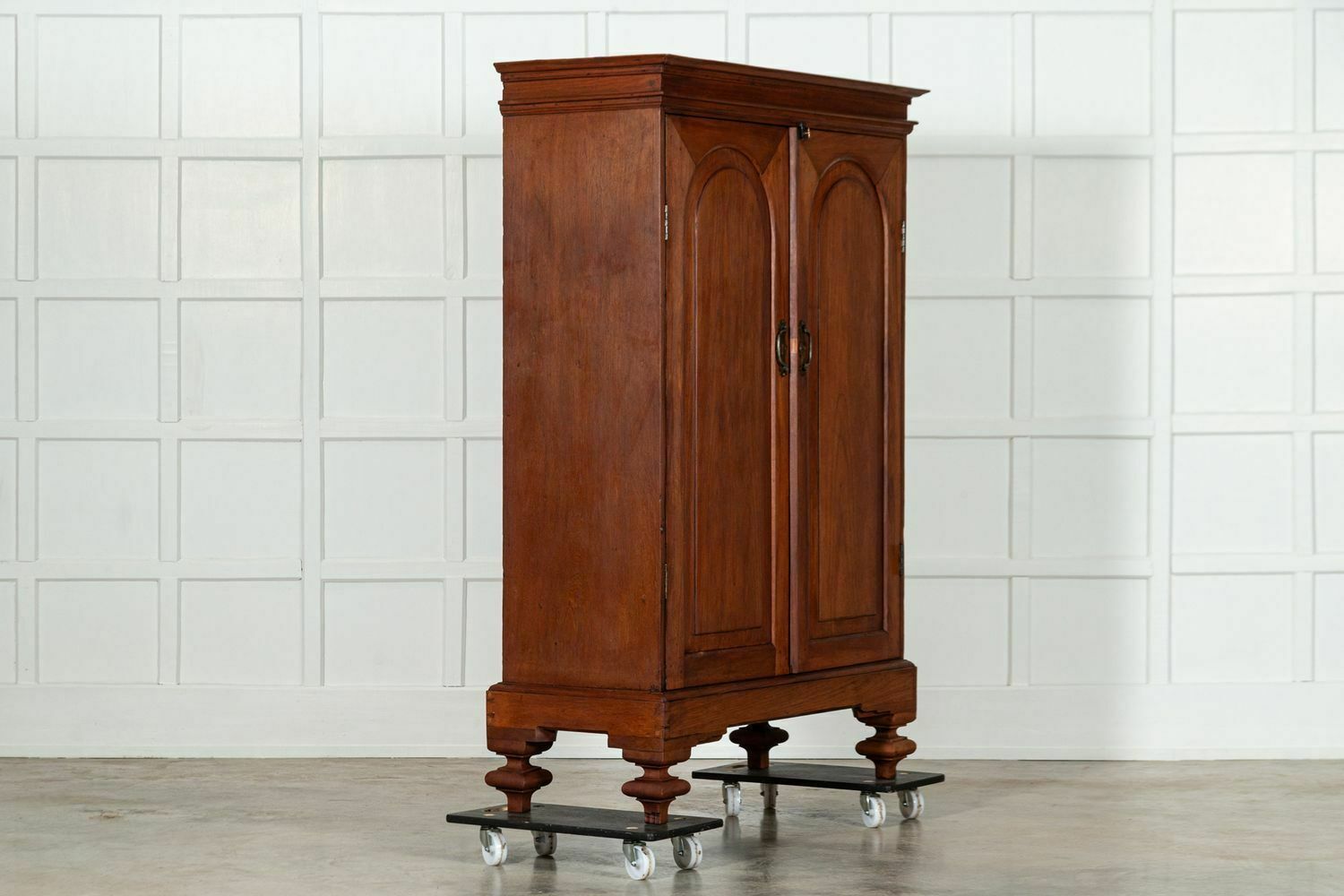 19thc Colonial Campaign Teak Armoire photo for sale