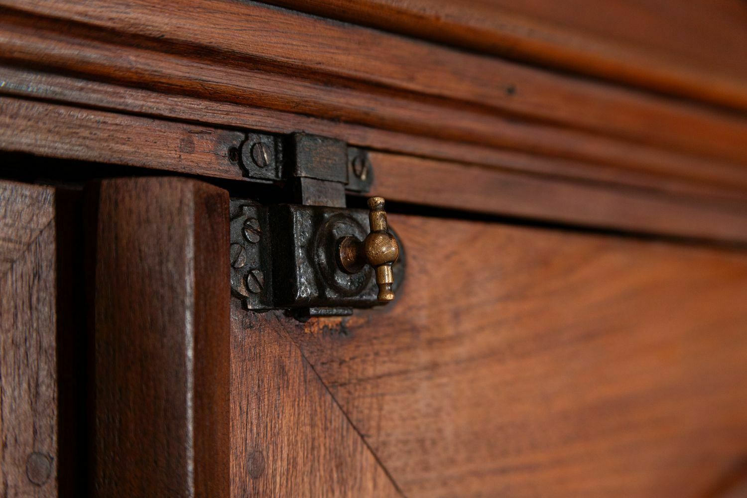 19thc Colonial Campaign Teak Armoire photo vintage