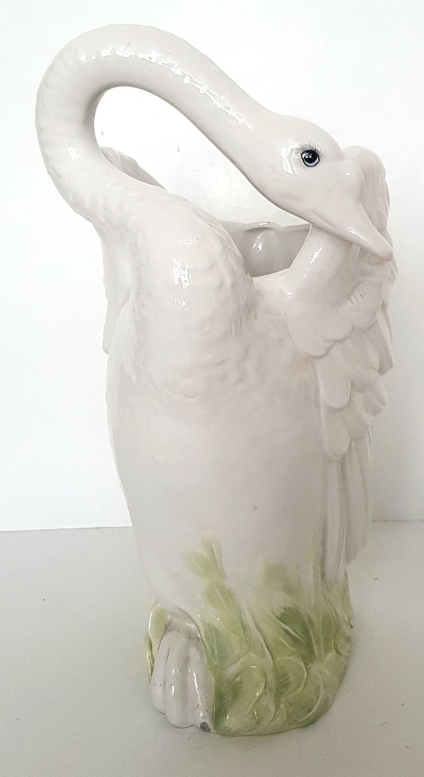 Mid Century Italian Ceramic Swan Umbrella Stand photo vintage