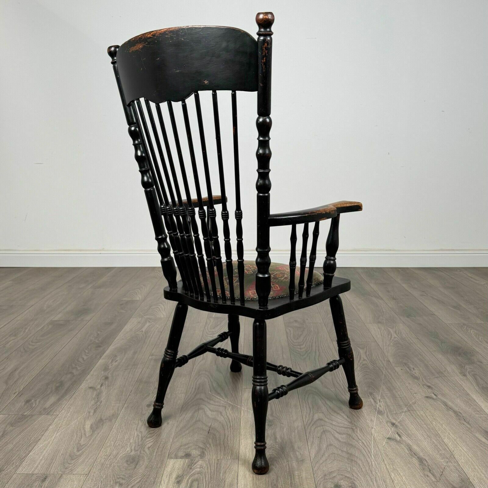 Antique 19th Century Ebonised Windsor Armchair In Oak photo 365.0