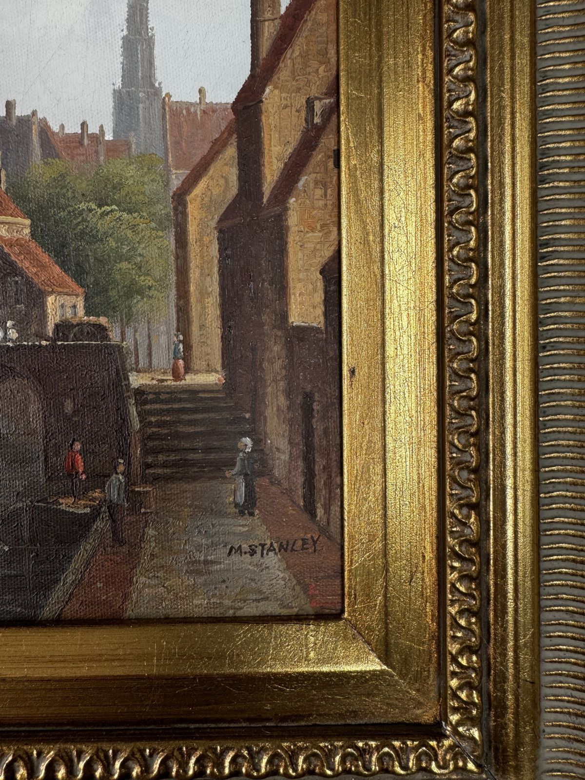 Oil Painting On Canvas Ornate Gold Frame photo for sale