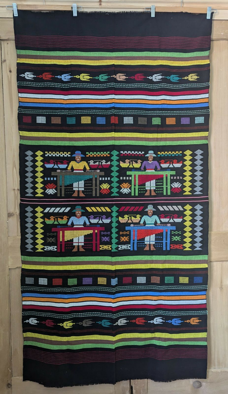 1970's Guatemalan Woven Wall Hanging In Excellent Condition