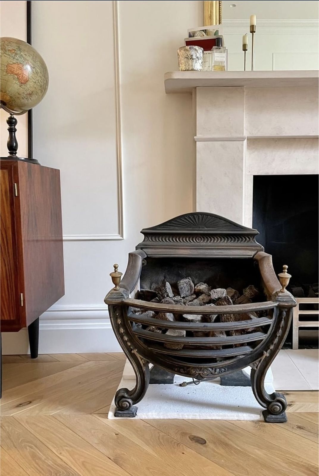Reclaimed Victorian Style Cast Iron Fire Basket For Chimney