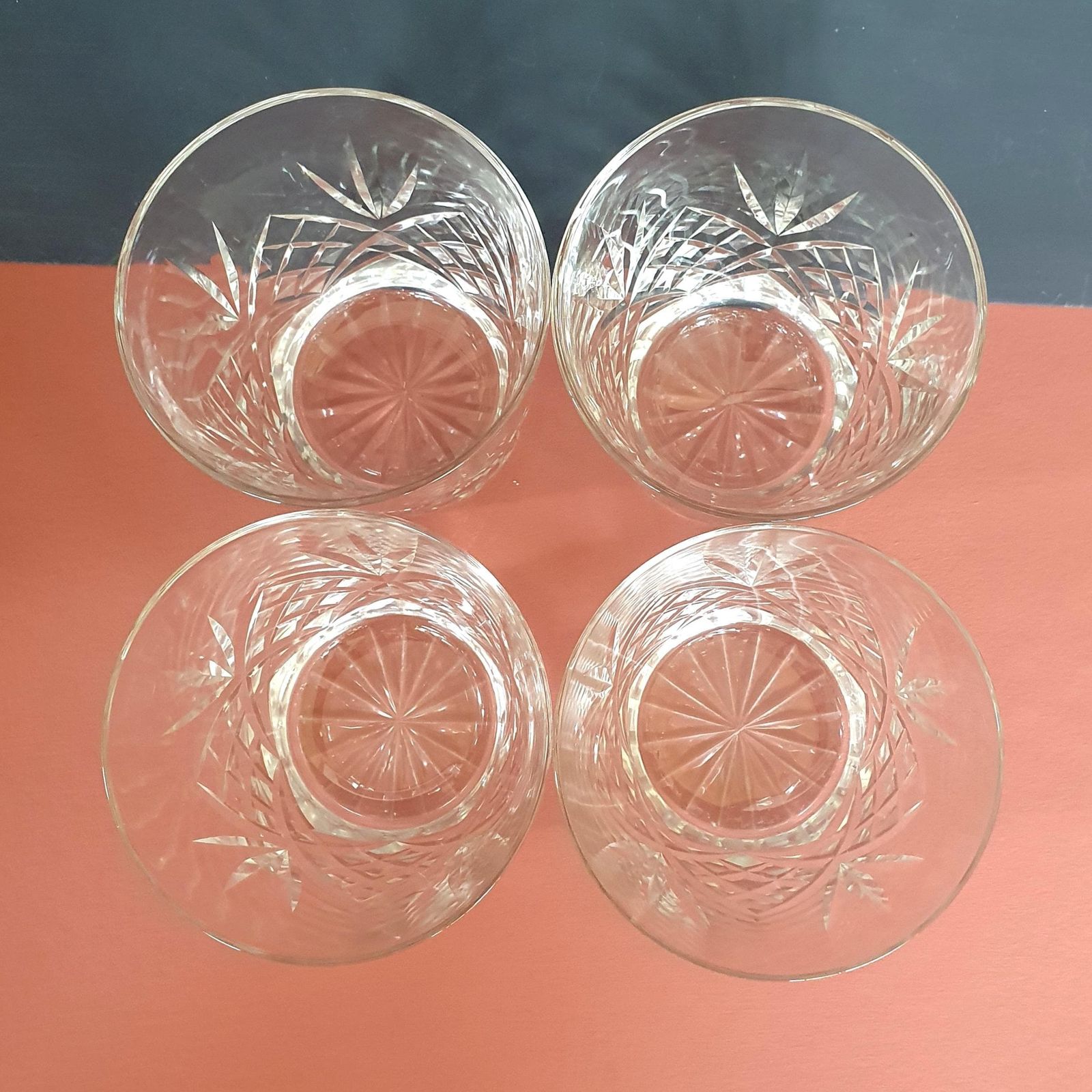 A Fine Set Of 4 Vintage Hand Cut Crystal Large Double Old Fashioned Glasses In Braemar Cut, C.200ml, 1980s photo vintage