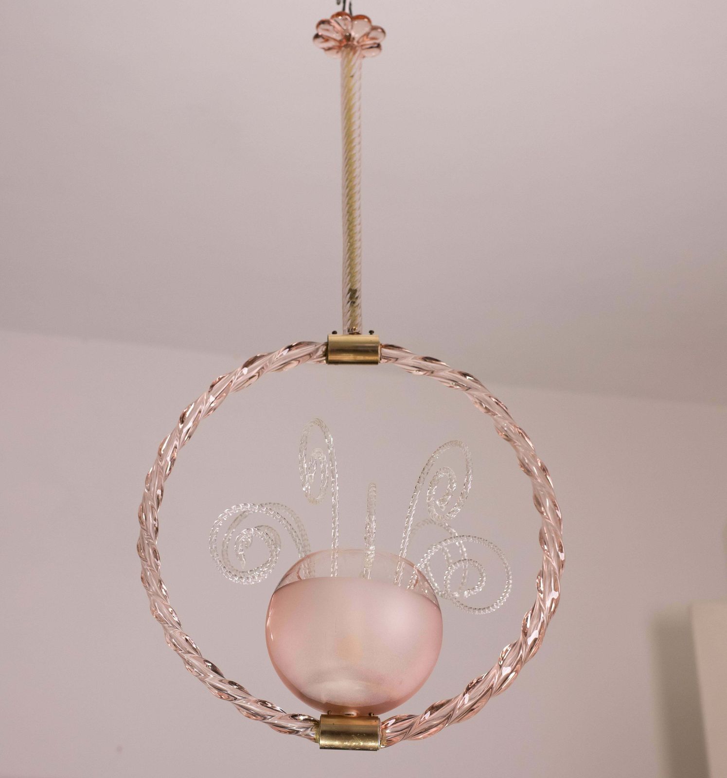 Pink Fount Pendant Art Deco Barovier And Toso Chandelier Glass Murano, 1940 photo 1292.0