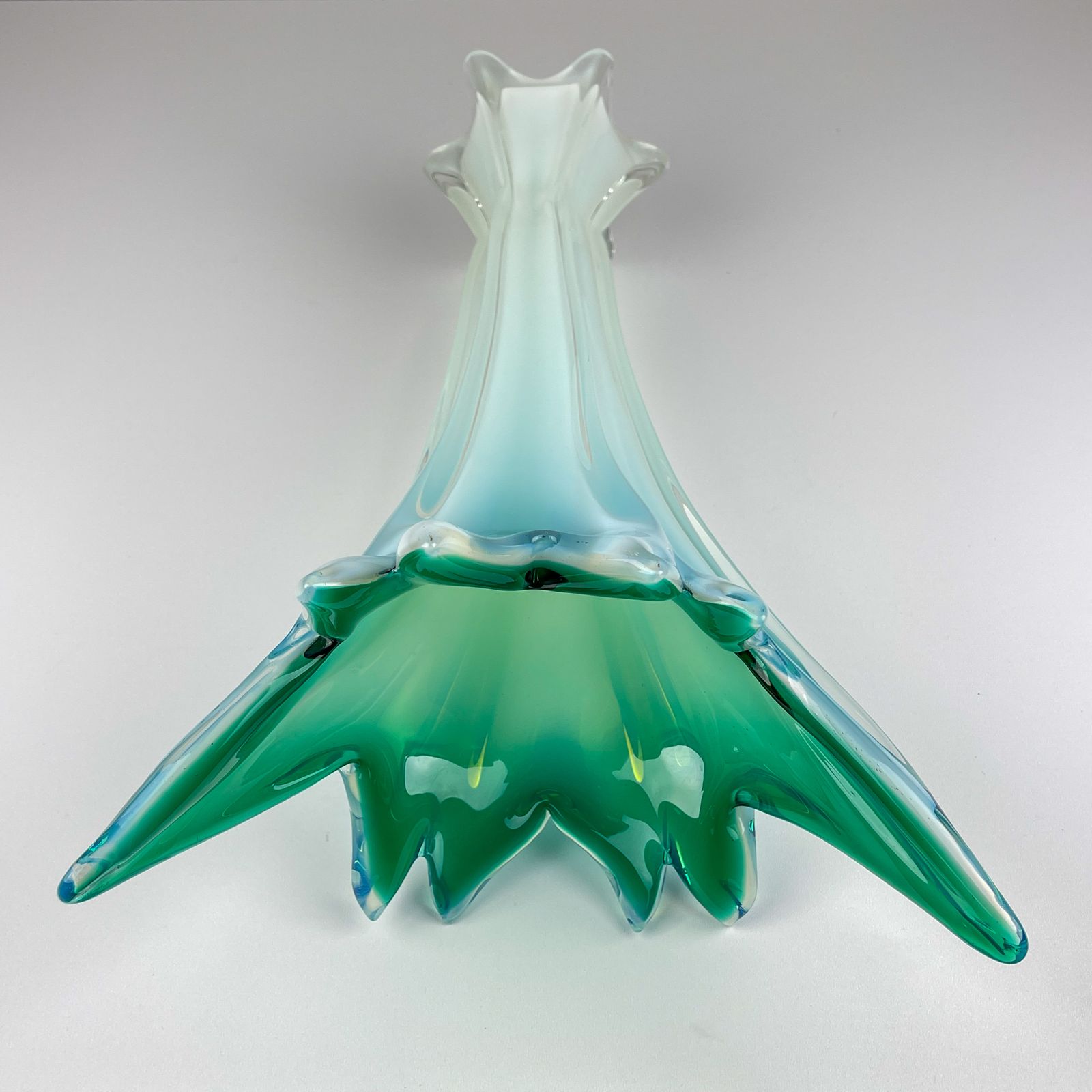 photo vinterior Vintage Large Green Blue Murano Vase, Italy 1970s