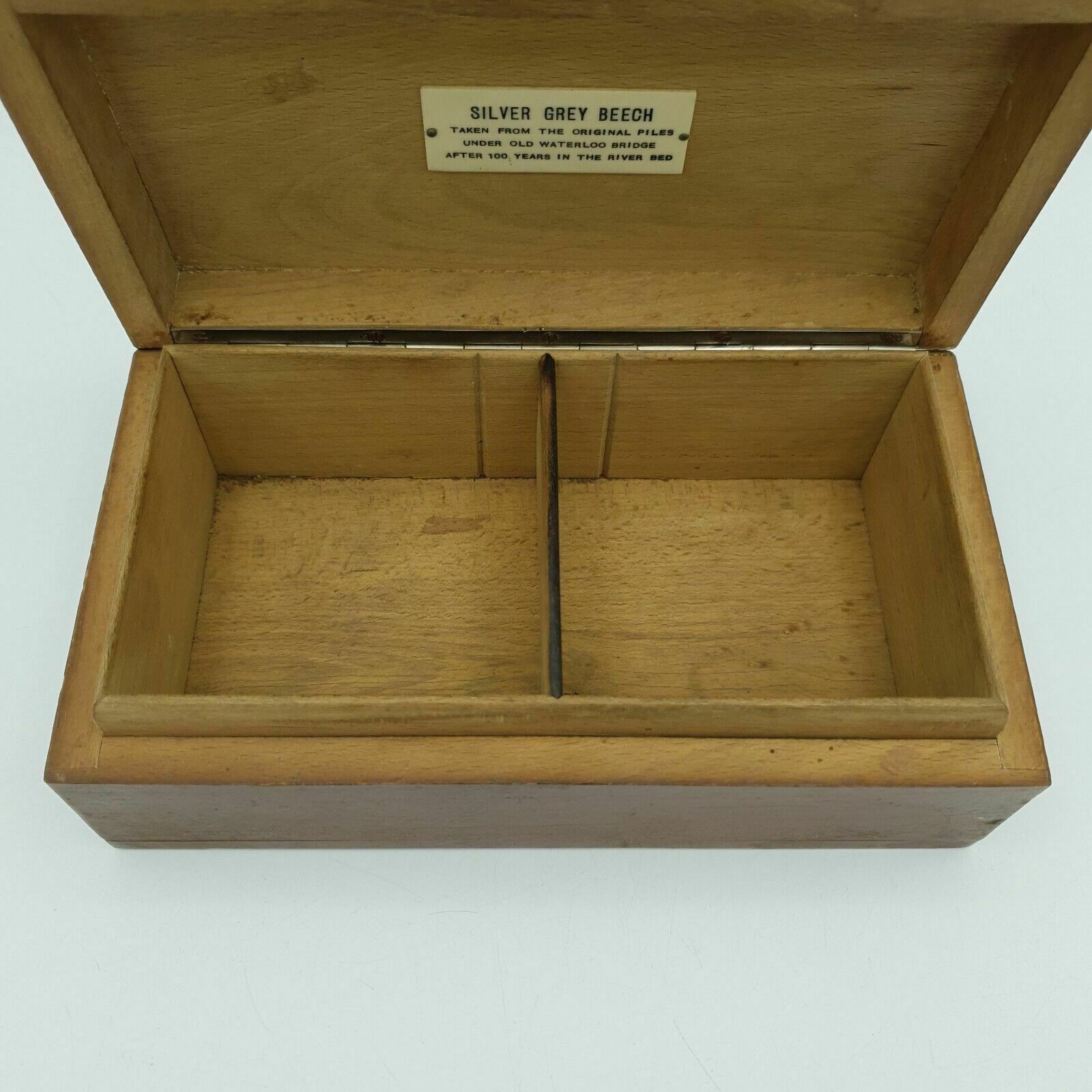 photo furniture Vintage Wooden Box Made From Silver Grey Beech   Old Waterloo Bridge Piles L18cm