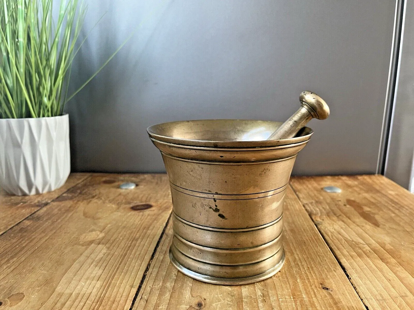 Antique 19th C Apothecary 2.4kg Bronze Pestle & Mortar Chemist Herbs Kitchenalia photo furniture