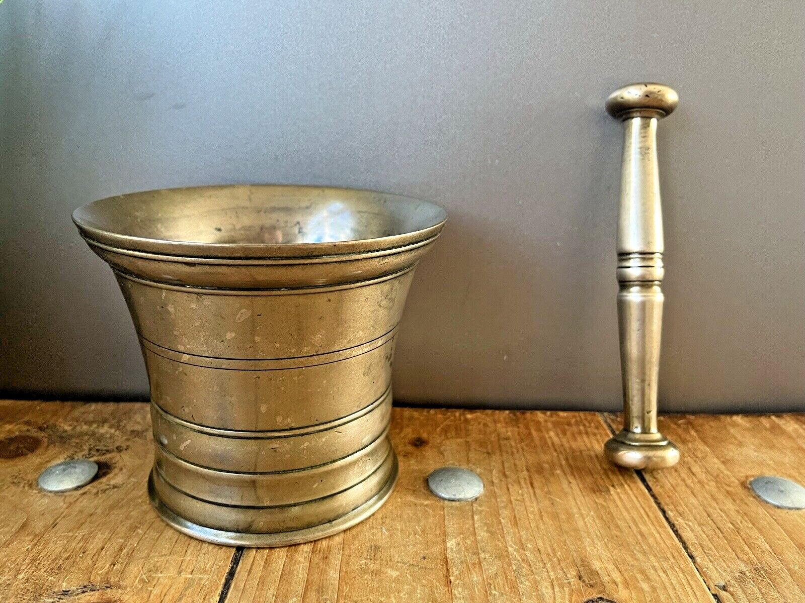 Antique 19th C Apothecary 2.4kg Bronze Pestle & Mortar Chemist Herbs Kitchenalia photo vinterior