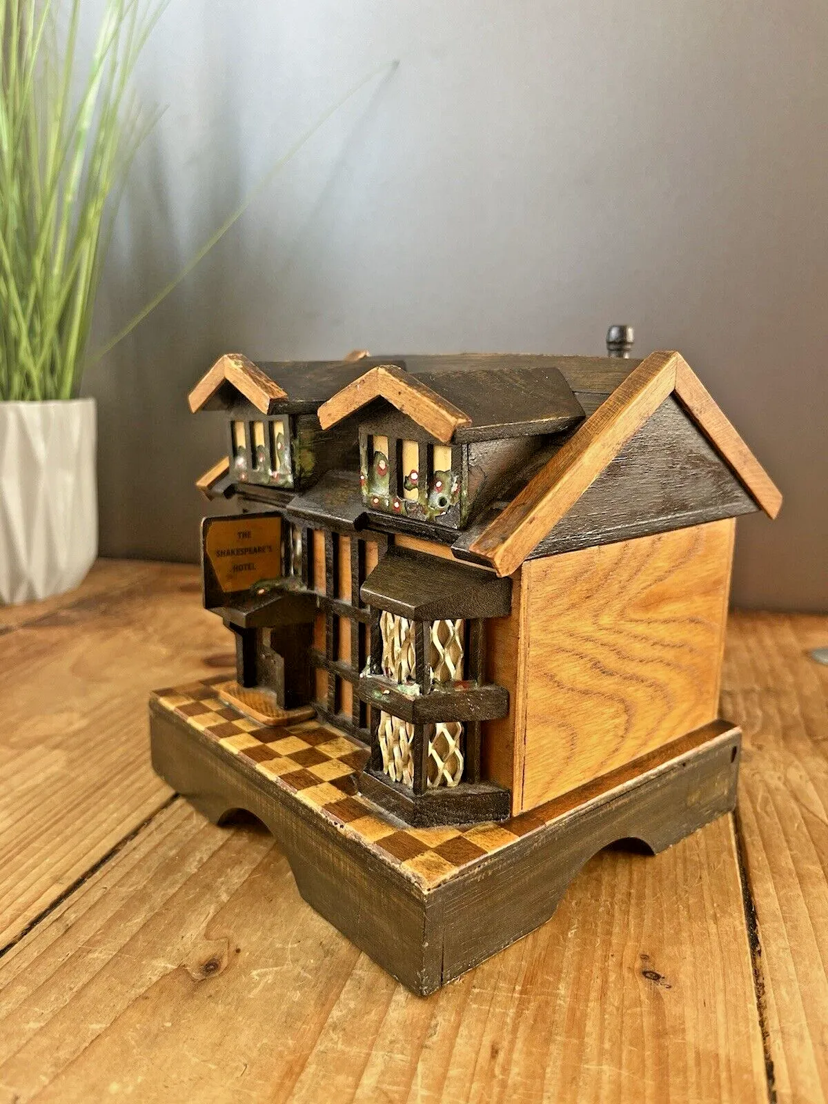 The Shakespeare Hotel Tudor House Wooden Treen Storage Box Thorens Swiss Musical photo furniture